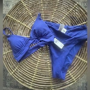Aerie jacquard crossover bikini top & bottom. Size small in port (royal blue)